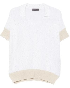 Lorena Antoniazzi Sequin-Embellished V-Neck Jumper - White