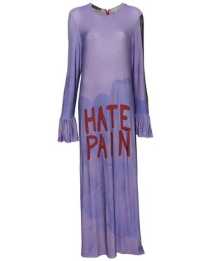 BARBARA BOLOGNA Floral-Print Ruffled-Cuff Maxi Dress - Purple