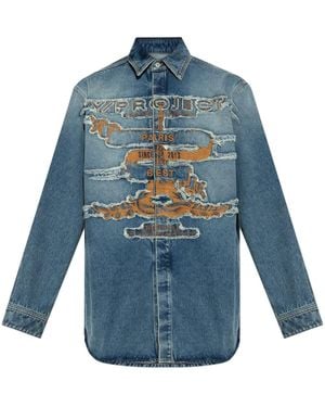 Y. Project Distressed Denim Shirt - Blue