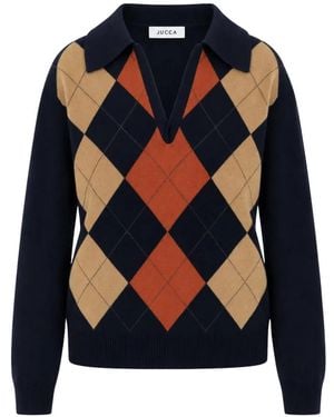 Jucca Argyle-Intarsia Collar Sweater - Blue