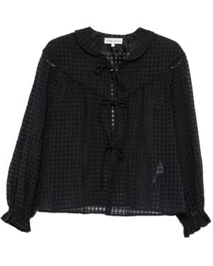 Stine Goya Gingham Tie-Fastening Blouse - Black