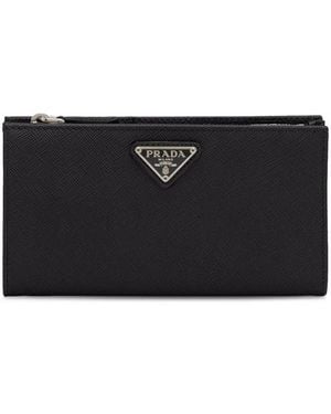 Prada Large Saffiano-Leather Wallet - Black