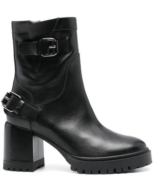 Casadei レザー アンクルブーツ - ブラック