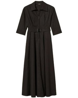 Twinset Robe Mi-Longue À Taille Ceinturée - Black