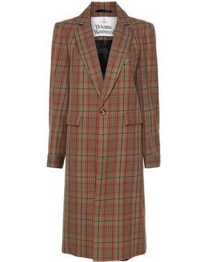 Vivienne Westwood Alien Mantel Mit Check - Braun