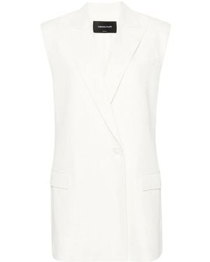 Fabiana Filippi Single-Breasted Linen-Blend Gilet - White