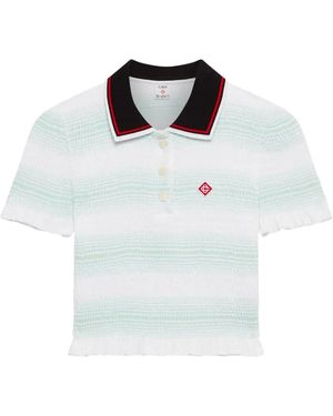 CASABLANCA Striped Smocked-Detail Top - White