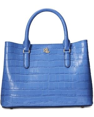 Ralph Lauren Embossed-Leather Cross Body Bag - Blue