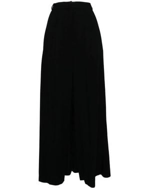 Pushbutton Pleated A-Line Skirt - Black