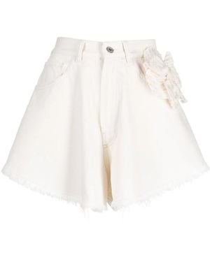Forte Ausgefranste Jeans-Shorts - Weiß