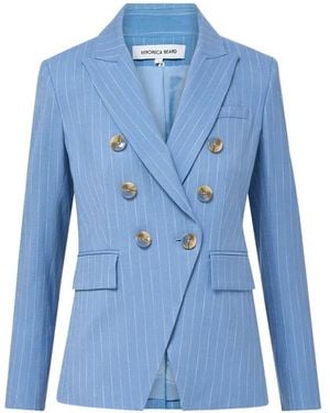 Veronica Beard Pinstripe Double-Breasted Jacket - Blue