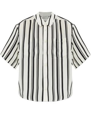 Anine Bing Striped Short-Sleeve Shirt - Natural