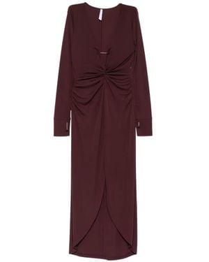 Imperial Twist-Detail V-Neck Dress - Purple