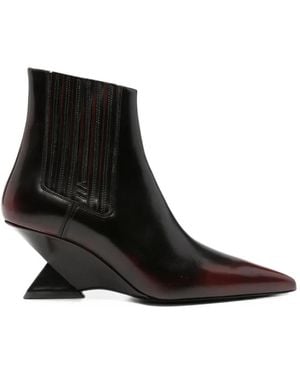 The Attico Sculptural Wedge-Heel Ankle Boots - Black