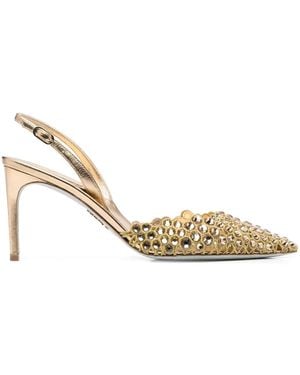 Rene Caovilla 88Mm Crystal-Embellished Heeled Court Shoes - Metallic