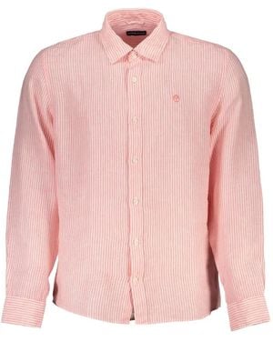 North Sails Stripe-Pattern Linen Shirt - Pink