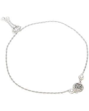 Guess Logo-Plaque Faux-Pearl Bracelet - White