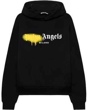 Palm Angels Spray City Milan Logo Hoodie - Black