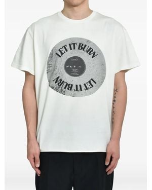 CEDARWOOD Burn Graphic-Print Raw-Cut T-Shirt - Grey