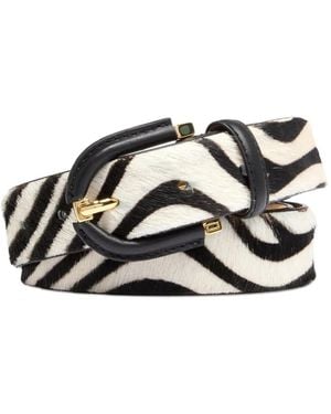 Lancel Ardillon Zebra-Print Leather Belt - White