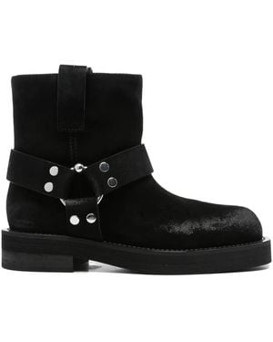 3Juin Steve Buckle-Strap Suede Boots - Black