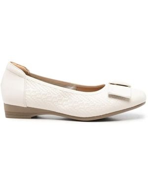 Linda Baumann Woven-Effect Bow Ballet Flats - Natural