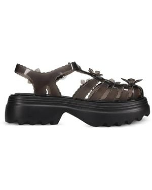 Melissa X Susan Fang Possession Plat Sakura Floral-Embellished Sandals - Black