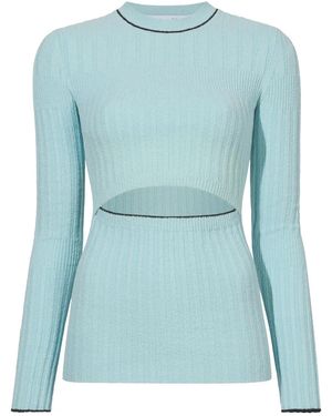 Proenza Schouler Cut-Out Bouclé Knitted Top - Blue