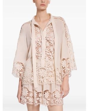 Elie Saab Macramé Silk Blouse - Natural