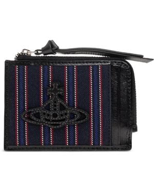 Vivienne Westwood Orb-Plaque Striped Card Case - Blue