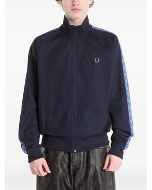 Fred Perry Contrast-Tape Laurel Track Jacket - Blue