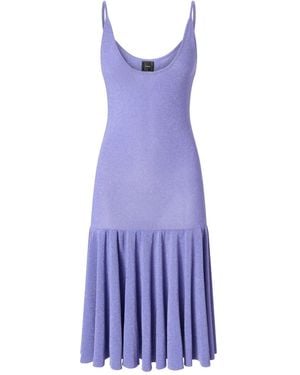 Pinko Mini Dress With Shoulder Straps And Pleats - Purple