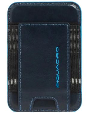 Piquadro Logo-Print Leather Cardholder - Blue