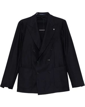 Tagliatore Double-breasted patch-pocket blazer - Blau