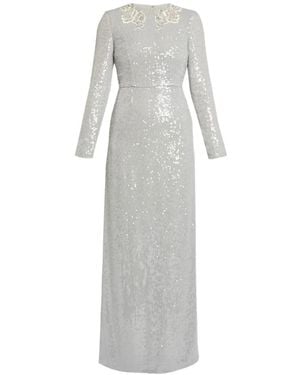Erdem Embellished Long-Sleeves Maxi Dress - Gray