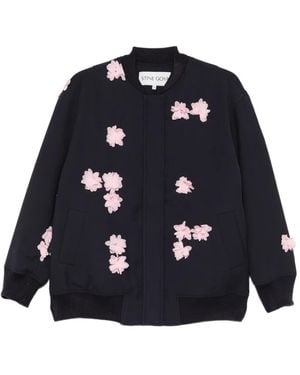 Stine Goya フローラルアップリケ ジャケット - ブルー