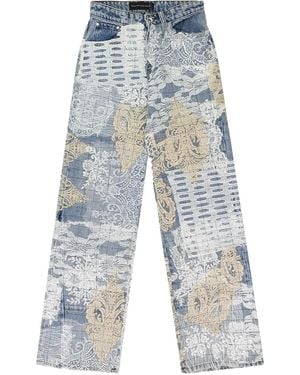 Who Decides War Grid Lace Straight-Fit Jeans - Blue