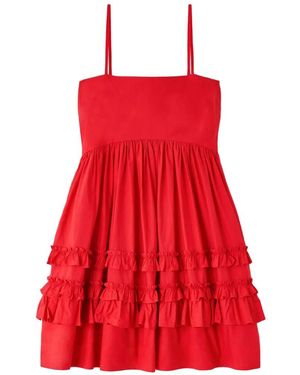 Ganni Organic Cotton Mini Dress - Red