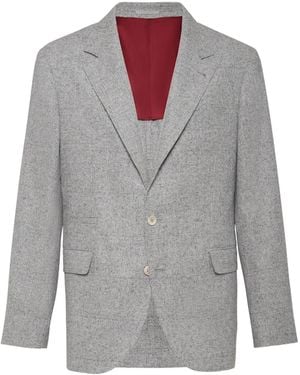 Brunello Cucinelli Blazer Con Tre Bottoni - Grigio