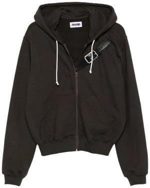 Magliano Hoodie Met Riemdetail En Rits - Zwart