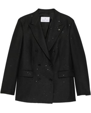 Manuel Ritz Sequin-Embellished Double-Breasted Blazer - Black