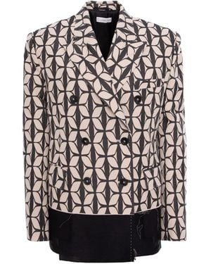 CuAnna Double-Breasted Patterned Jacket - Black
