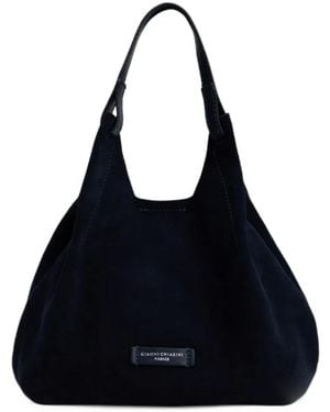 Gianni Chiarini Medium Dua Suede Leather Tote Bag - Black