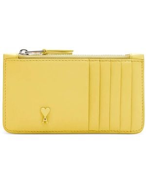 Ami Paris Ami De Coeur Zipped Cardholder - Yellow