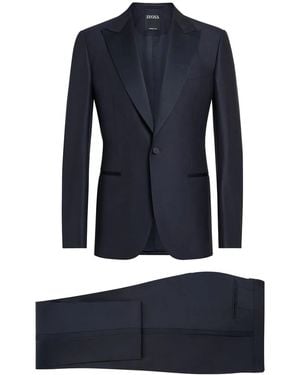 ZEGNA Single-Breasted Peak-Lapel Suit - Blue