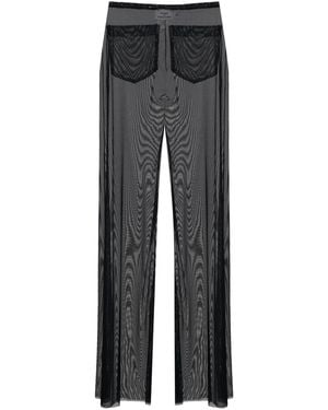 Amir Slama Sheer Ruffled-Trim Pants - Gray