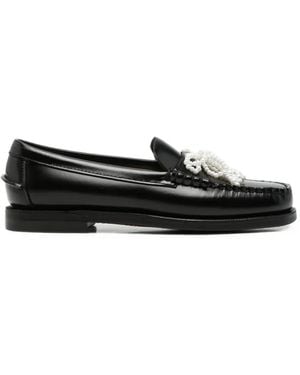 Sebago Faux-Pearl Bow-Embellished Loafers - Black