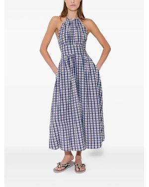 Rosie Assoulin Check-Pattern Midi Dress - Blue
