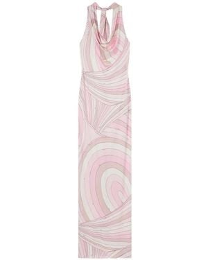 PUCCI Robe Imprimée À Col Drapé - Pink