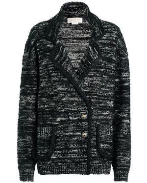 Genny Melierter Cardigan Mit Fallendem Revers - Schwarz